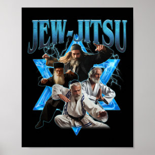 Poster Jew Jitsu Karate Funny Hanukkah Jiu Jitsu Martial