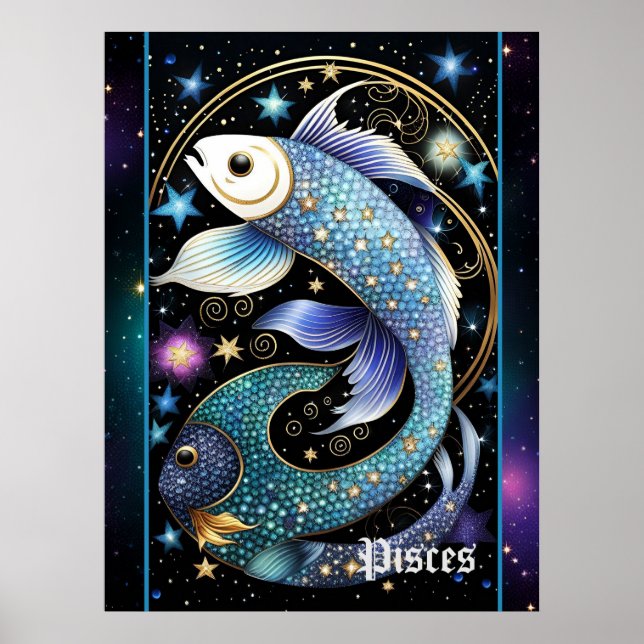 Poster Jewel Galaxy Peixes Zodiac (Frente)