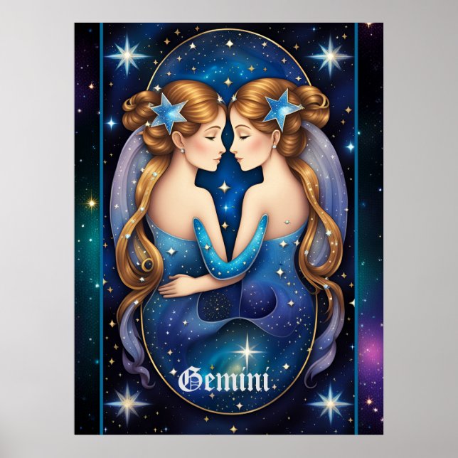 Poster Jewel Galaxy Zodiac Gemini (Frente)