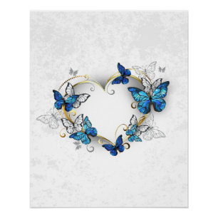 Póster Jewelry Heart with Butterflies Morpho