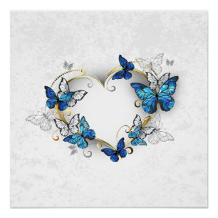 Póster Jewelry Heart with Butterflies Morpho