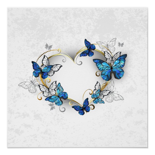 Póster Jewelry Heart with Butterflies Morpho (Frente)