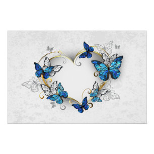 Póster Jewelry Heart with Butterflies Morpho