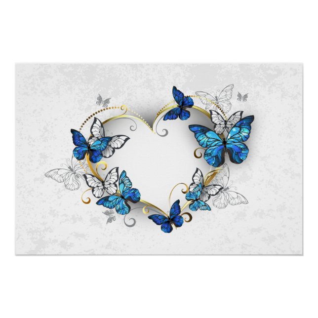 Póster Jewelry Heart with Butterflies Morpho (Frente)