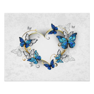 Póster Jewelry Heart with Butterflies Morpho
