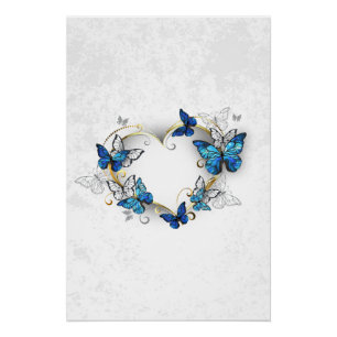 Póster Jewelry Heart with Butterflies Morpho