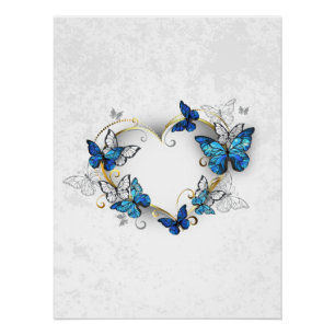 Póster Jewelry Heart with Butterflies Morpho