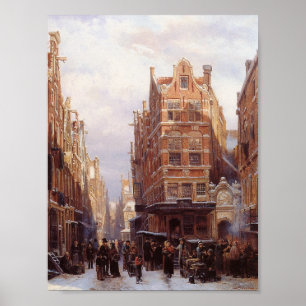Poster Jewish Quarter em Amsterdã (Vintage City Scene)