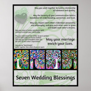 Póster Jewish Seven Wedding Blessings Tree Of Life Hamsa