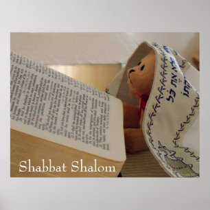 Póster Jewish Teddy Bear vestindo o talento Shabbat Shalo