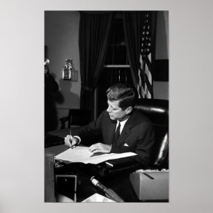 Póster JFK Assinando A Quarentena De Cuba
