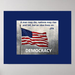 Poster JFK Cotação Democracia Design de Bandeira American