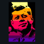 Póster JFK John F. Kennedy Red Yellow Violet Pop Art<br><div class="desc">Ex-Presidente Americano John F. Kennedy Red,  Amarelo,  Rosa,  Laranja,  Negra e Violeta Pop Art Imagem Digital - Impressões de História e Política Americanos</div>