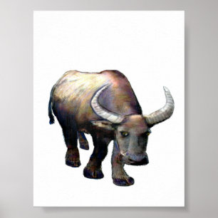 Poster jGibney colossal de China Giclée do boi do búfal