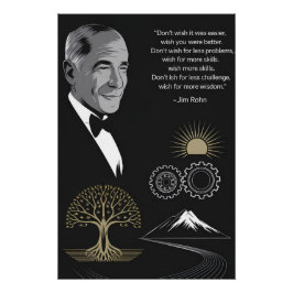 Póster Jim Rohn Poster Motivational Cote Preto e Dourado