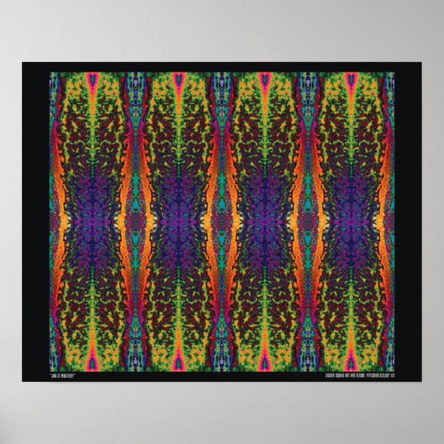 Póster "Jimi at Monterey" Abstrato Psychedelic Art (Frente)