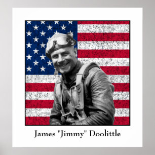 Poster Jimmy Doolittle e a bandeira americana