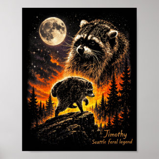 Poster Jimothy Raccoon Howling Moon Meme Funny Jimothy
