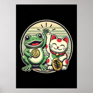 Poster Jin Chan e Maneki Neko - sorte e prosperidade