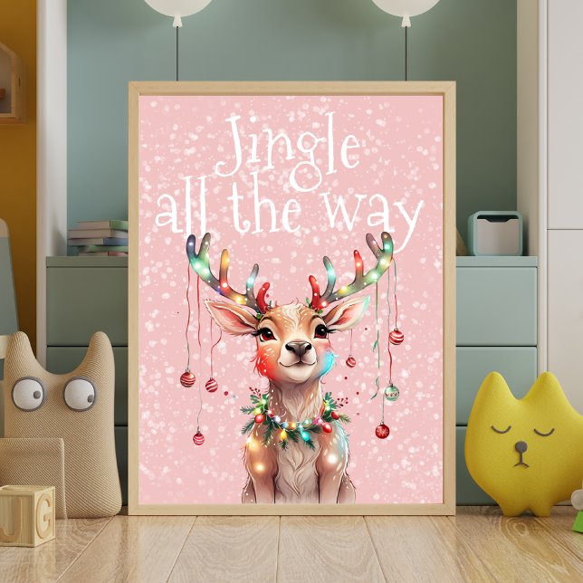 Poster Jingle All Way Reindeer e Luzes de Natal (Criador carregado)