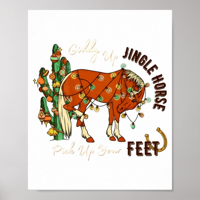 Poster Jingle Funny Horse Ck Up Your Feet Cactus Western, (Frente)