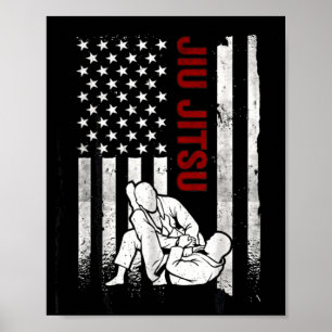 Poster Jiu Jitsu Bandeira Americana Distorcida EUA Patrió