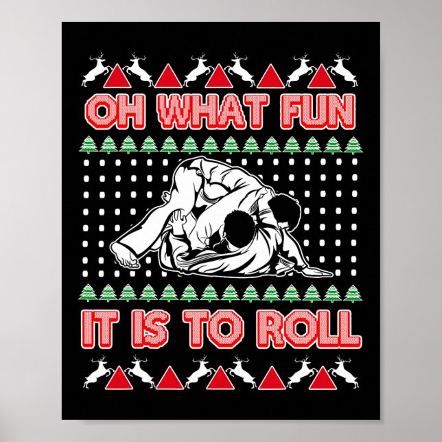 Poster Jiu Jitsu Bjj Ugly Christmas Sweater Mma Funny Xma (Frente)