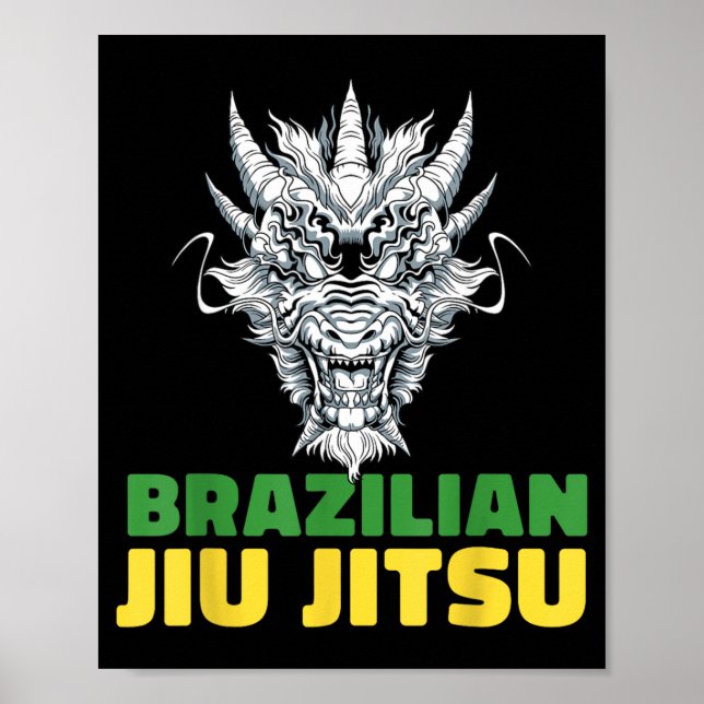 Poster Jiu Jitsu Brasileiro de Grappling - MMA BJJ Dragão (Frente)