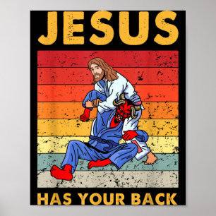 Poster Jiu Jitsu Brasileiro Jesus Tem Suas Costas BJJ MMA