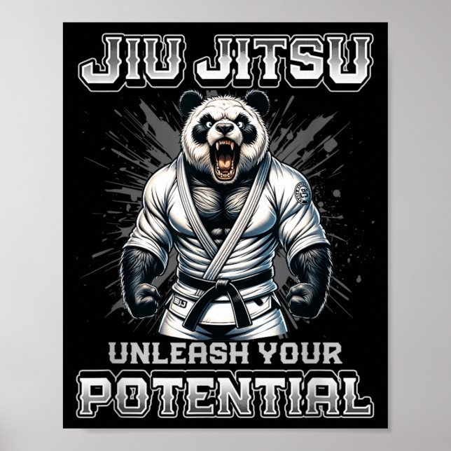 Poster Jiu Jitsu Brasileiro MMA e BJJ de Grappling Forte (Frente)