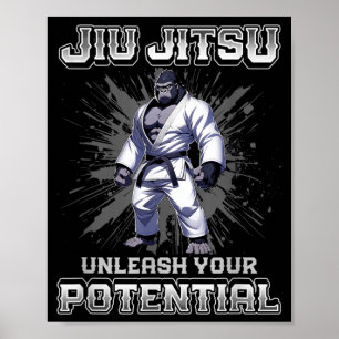 Poster Jiu Jitsu Brasileiro MMA e Grappling BJJ Gorilla