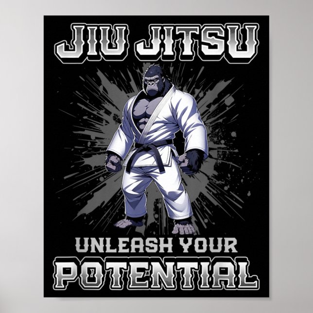 Poster Jiu Jitsu Brasileiro MMA e Grappling BJJ Gorilla (Frente)