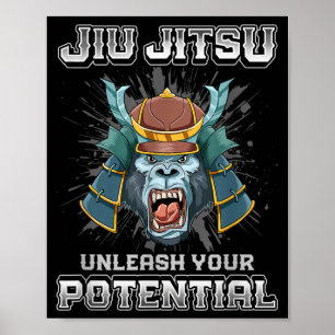 Poster Jiu Jitsu Brasileiro MMA e Grappling BJJ Samurai