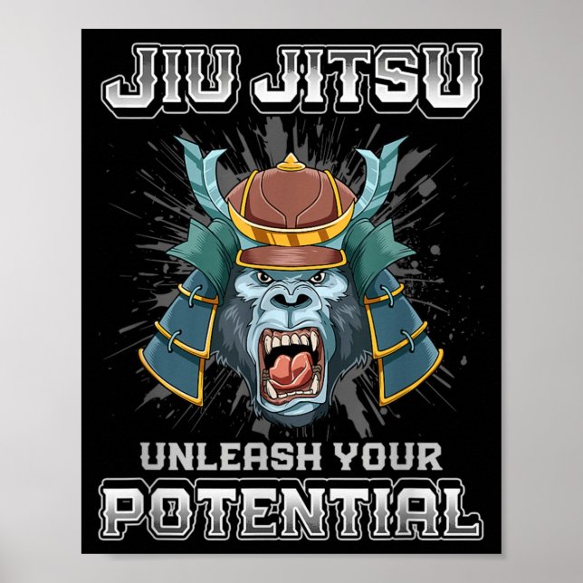 Poster Jiu Jitsu Brasileiro MMA e Grappling BJJ Samurai (Frente)