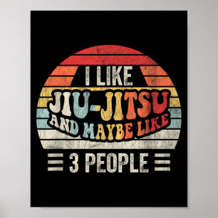 Poster Jiu-Jitsu Engraçado e Talvez 3 Pessoas Retro Vinta