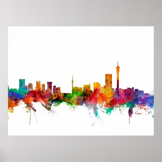 Póster Joanesburgo África do Sul Skyline (Frente)