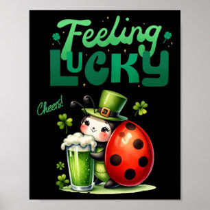 Poster Joaninha Lucky Beer St Patricks Dia Homens Mulhere
