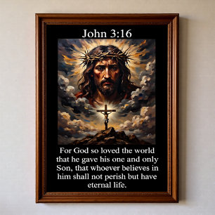 Poster João 3:16 Calvário Jesus Coroa de Espinhos