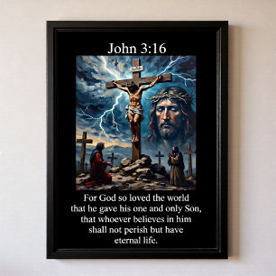 Poster João 3:16 Tempestade Relâmpago Luto Mulheres