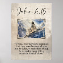 João 6:15 Arte Impressa de Jesus na Parede 