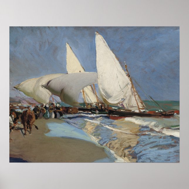 Póster Joaquin Sorolla - A praia em Valencia (Frente)