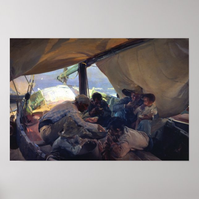 Póster Joaquin Sorolla - Almoço no Barco (Frente)