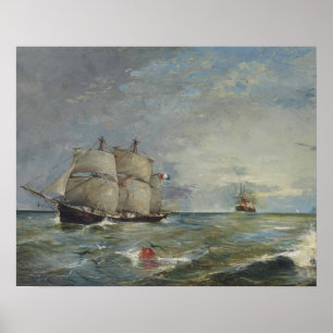 Póster Joaquin Sorolla - Barcos à vela no mar