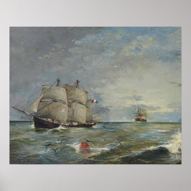 Póster Joaquin Sorolla - Barcos à vela no mar (Frente)