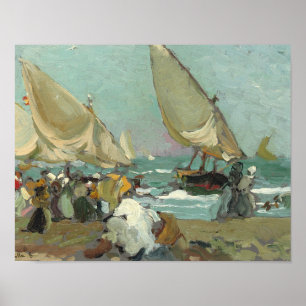 Póster Joaquin Sorolla - Barcos na praia de Valência