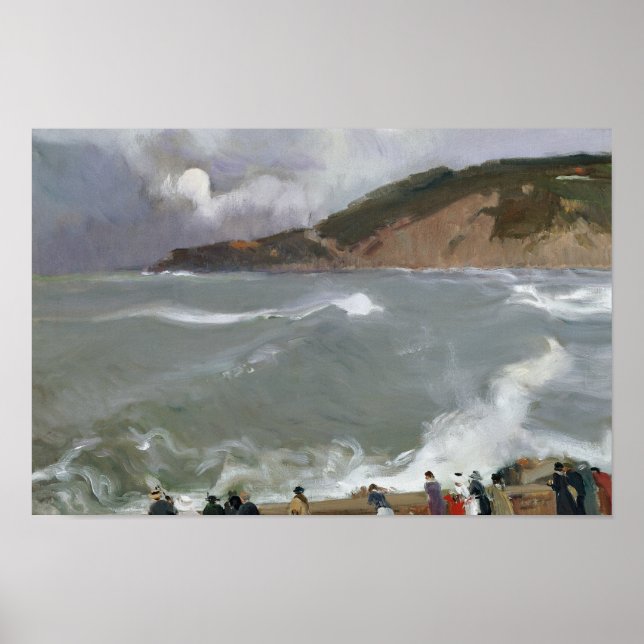Póster Joaquin Sorolla - Breakwater, San Sebastian (Frente)