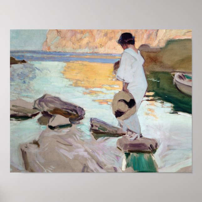 Poster Joaquin Sorolla - Elena em Cala de San Vicente (Frente)