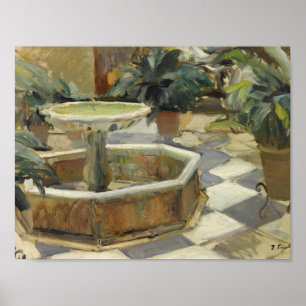 Póster Joaquin Sorolla - fonte em um pátio