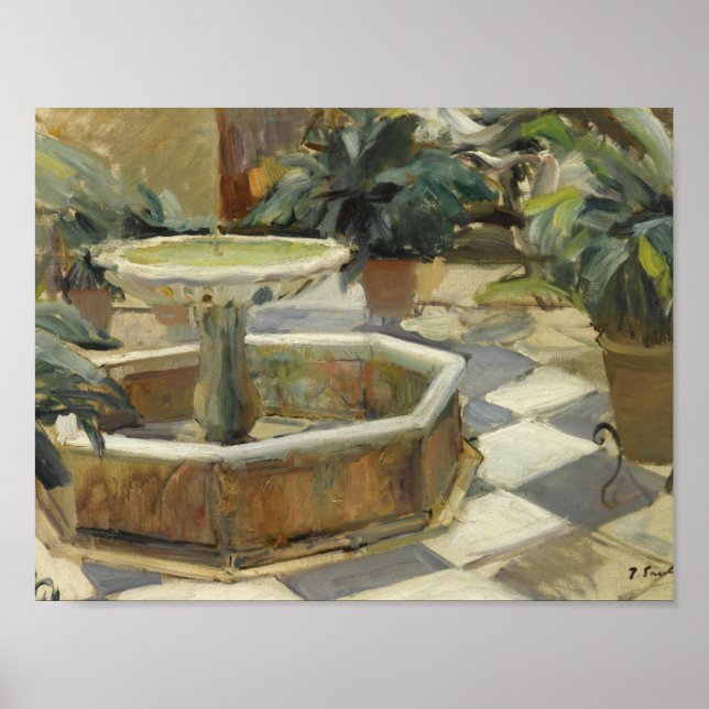 Póster Joaquin Sorolla - Fonte em um pátio (Frente)