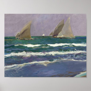 Poster Joaquin Sorolla - velas do navio no mar